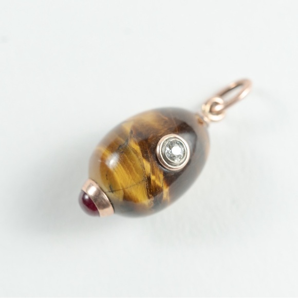 Antique fabrege egg pendent in 14k rose gold - Picture 3 of 4